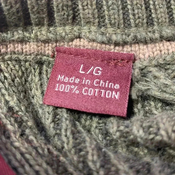 Tommy Bahama olive green knit, long sleeve sweater, 100% cotton,  size large - Picture 6 of 8